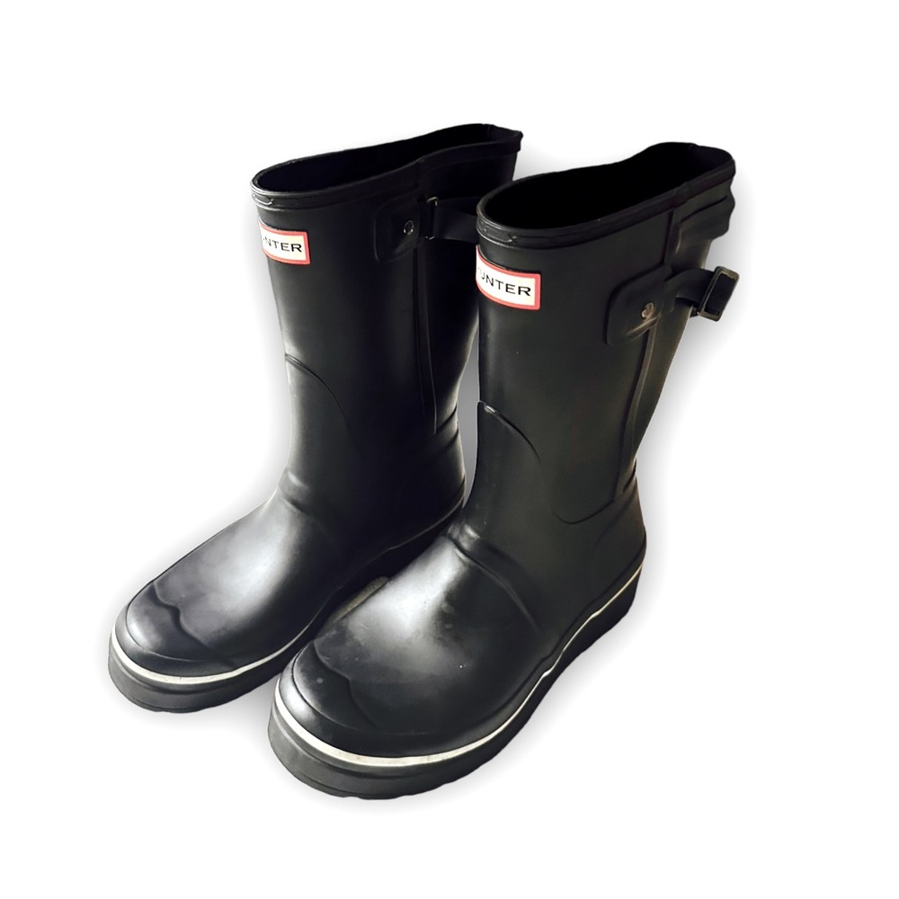 HUNTER Original Tall Refined Back Strap Black Matte Rubber Rain Boots